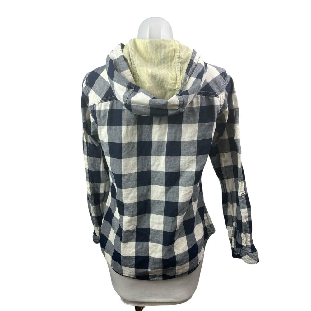 Columbia Womens Blue Plaid Flannel Long Sleeve Hoodie Button Up Shirt Top Size S - Picture 5 of 7
